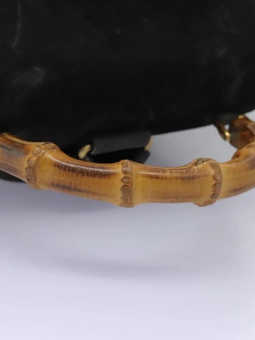 GUCCI Bamboo Backpack Suede Black Gold 003 1998 0016 Auth th6031 - Picture 8 of 16